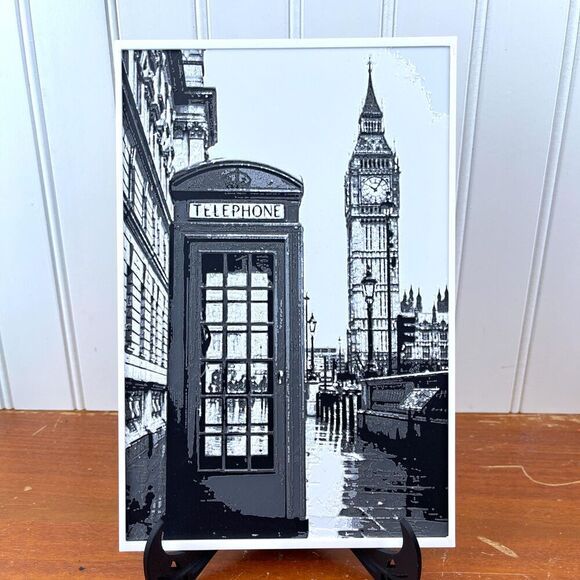 Hand Crafted Other - London Wall Art, 3D Printed Wall Art, Telephone Booth, Big Ben, City Scape Art